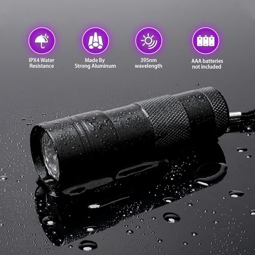 Blacklight Flashlights 4 Pack - 395nm UV Handheld Pet Urine Detector, Scorpions, Stains, Bed Bugs