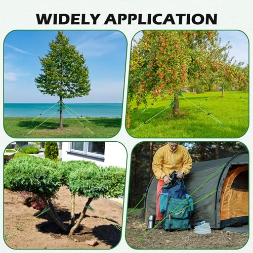 Tree Stake Kit 3-Pack for Leaning Trees, 18-Inch Support Stakes with Straps - Green-03