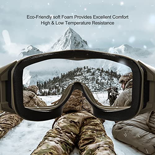 Xaegistac Tactical Goggles Anti-Fog Airsoft Safety Glasses Khaki Frame 1