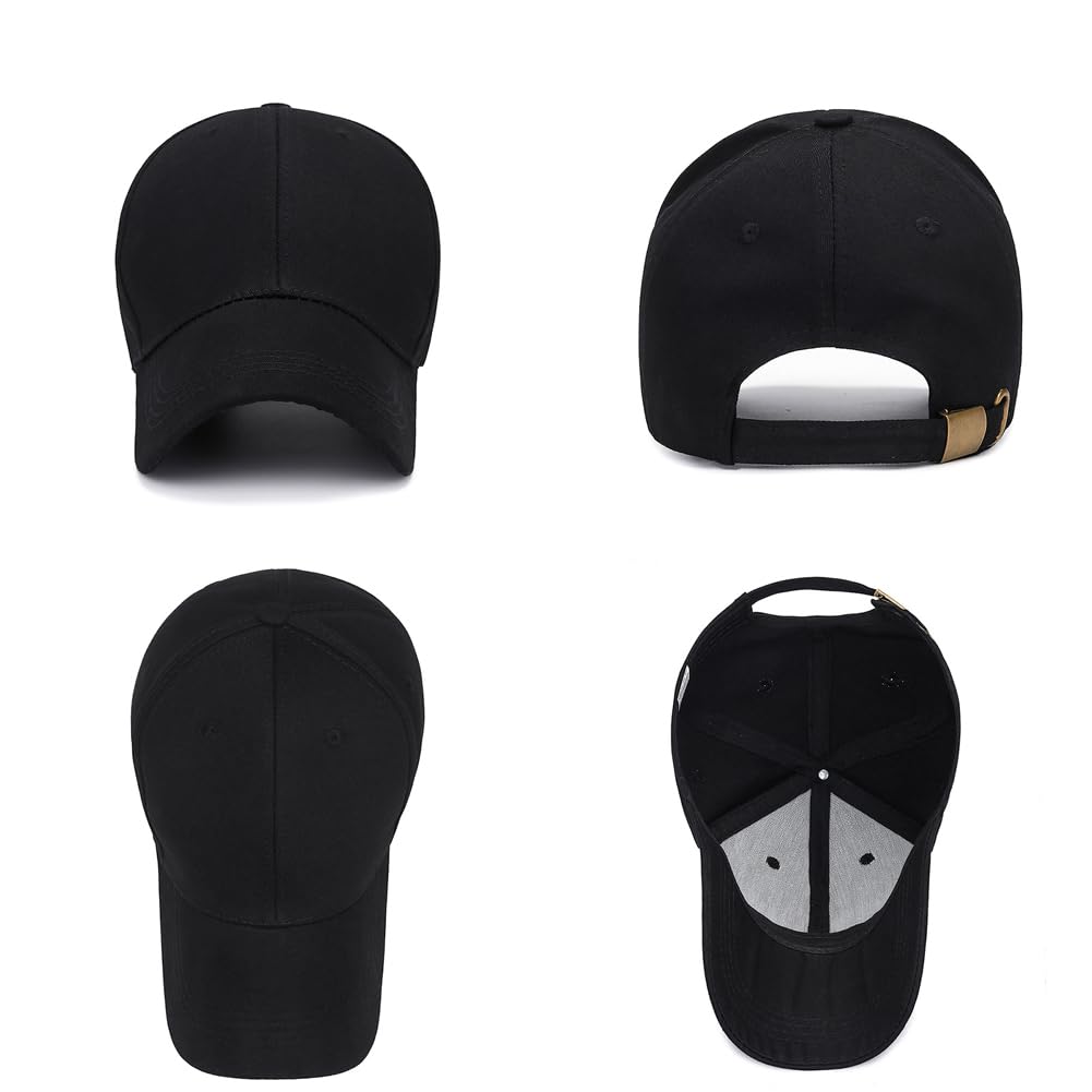 CynKen Baseball Cap All Seasons Classic Adjustable Solid Color Leisure 100% Cotton Hat for Men Women Black