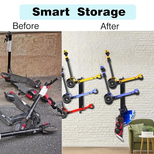 Wall Mount Scooter Rack Garage Storage Organizer for Multiple Electric Scooters