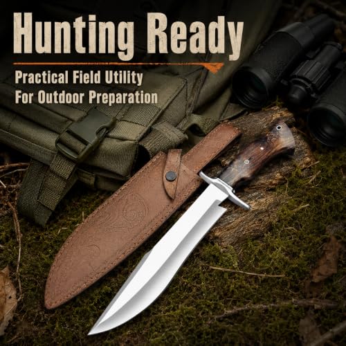 14-Inch D2 Steel Fixed Blade Hunting Knife with Sheath