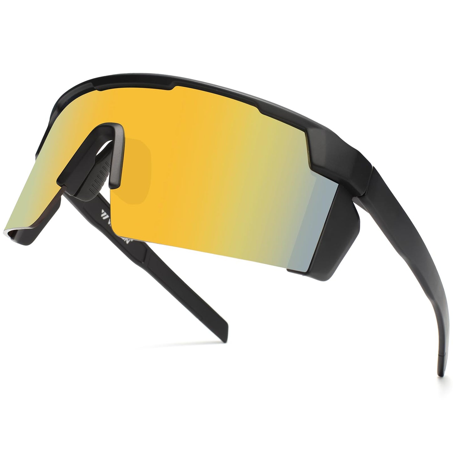 WISTON XL Z87 Sunglasses for Big Wide Heads Men Women,TR90 Ultralight UV400 Protection Sun Glasses Z8224 Black Frame/Gold Lens Polarized