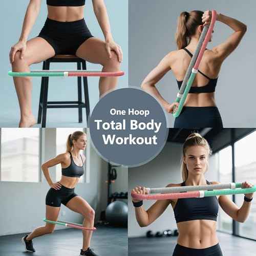 Weighted Soft Spring Hula Hoop for Adults ? 3.3lb Foldable Fitness Hoop, Waist-Friendly Design, Portable Slimming Exercise Equipment for Home and Travel