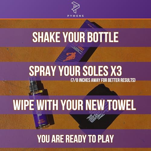 Basketball Shoe Grip Spray 4oz - Traction Enhancer for Court Play + Microfiber Towel
