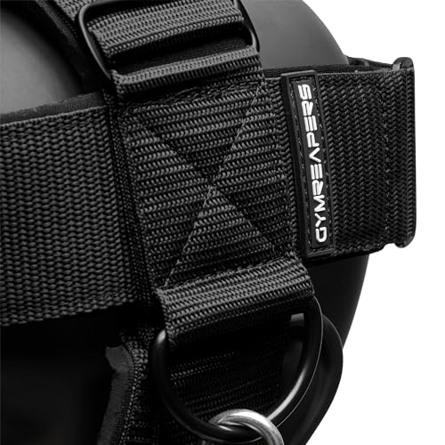 Gymreapers Neck Harness Weight Lifting - Black, Adjustable Stainless Steel Chain