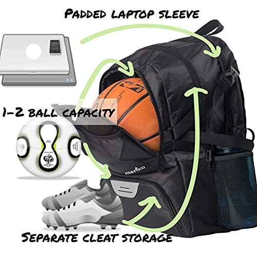 Athletico National Soccer Bag - Backpack for Soccer, Basketball & Football Includes Separate Cleat and Ball Holder