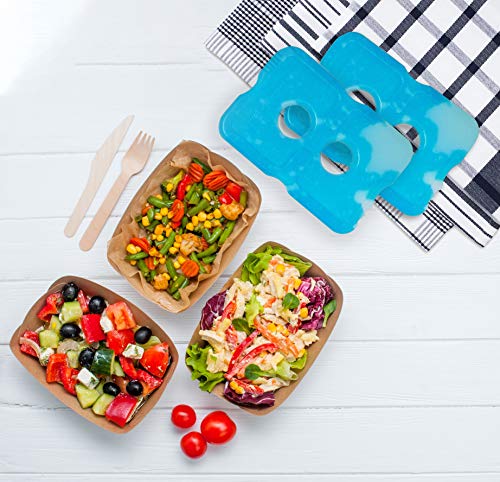 Blue Set of 6 Slim Reusable Ice Packs for Lunch Boxes & Coolers