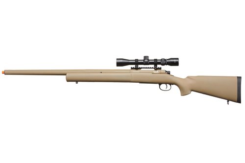 Lancer Tactical Upgraded M24 Bolt Action Spring-Powered Sniper Airsoft Rifle with Scope (Threaded, CNC Aluminum Spring, Up to 500 FPS)