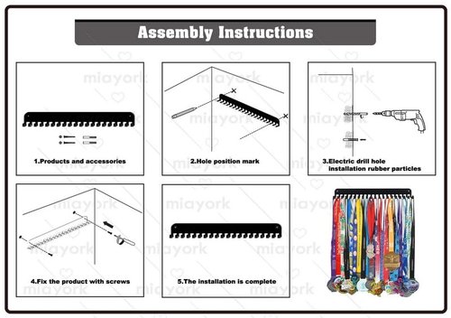 Miayork Runner Medal Hanger Display in White - Sturdy Marathon Medal Display Easy to Install-Race Medal Holder Wall Hanger for Sports Gymnastic,Soccer,Runner,Wrest,Football,Basketball