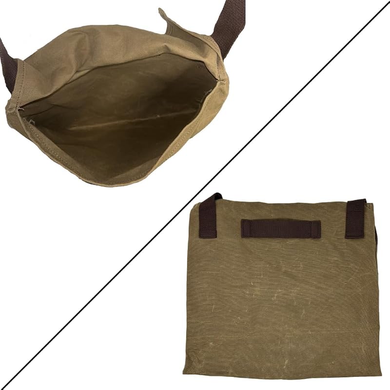 Exos Waxed Canvas Haversack - Dark Khaki Large Bushcraft Messenger Bag for Foraging & Gardening
