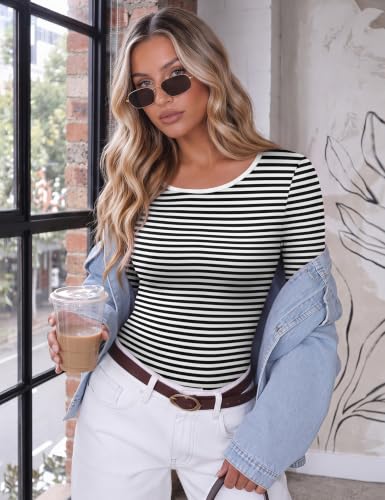 Long Sleeve Women’s Fitted Scoop Neck Shirt - Slim Basic Top