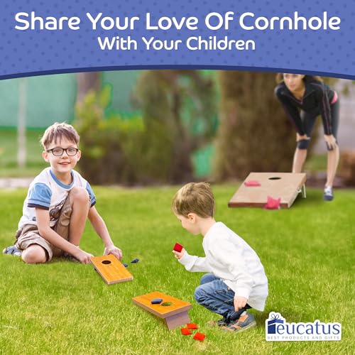 Mini Kids Portable Cornhole Set - 2 Boards & 8 Bags for Parties & Sleepovers