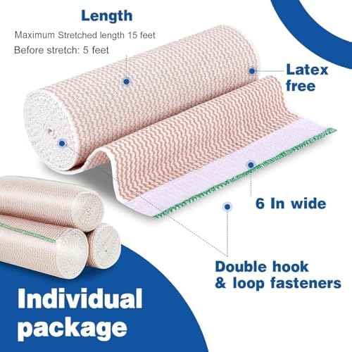AZEN Premium 10 Pack Elastic Bandage Wrap 6 Inch, Compression Wrap Bandage for Legs, Lymphedema Wraps for Legs, Ankle, Knee, Tummy