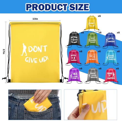 Stylish Motivational Drawstring Backpack Bulk - 60 Pcs, Large Capacity