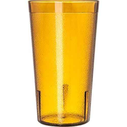 Carlisle FoodService Products Stackable Tumbler Plastic Tumbler with Pebbled Exterior for Restaurants, Catering, Kitchens, Plastic, 13.4 Ounces, Amber, (Pack of 72)