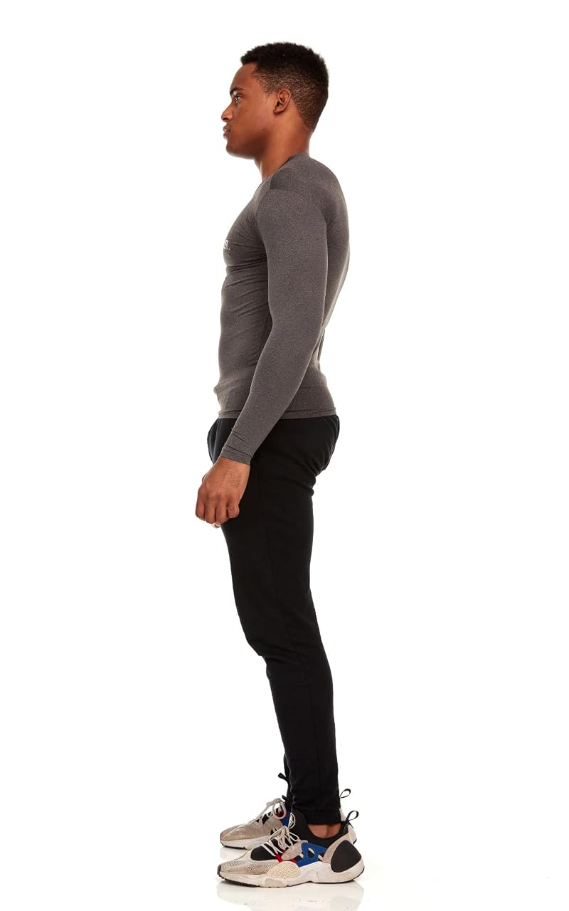 Russell Athletic Men's Grey Large Long-Sleeve Compression Shirt for Running & Workouts