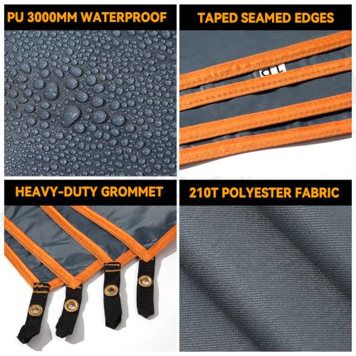 Ultralight Waterproof Tent Footprint with Heavy Duty Grommets - Gray 87x59 in
