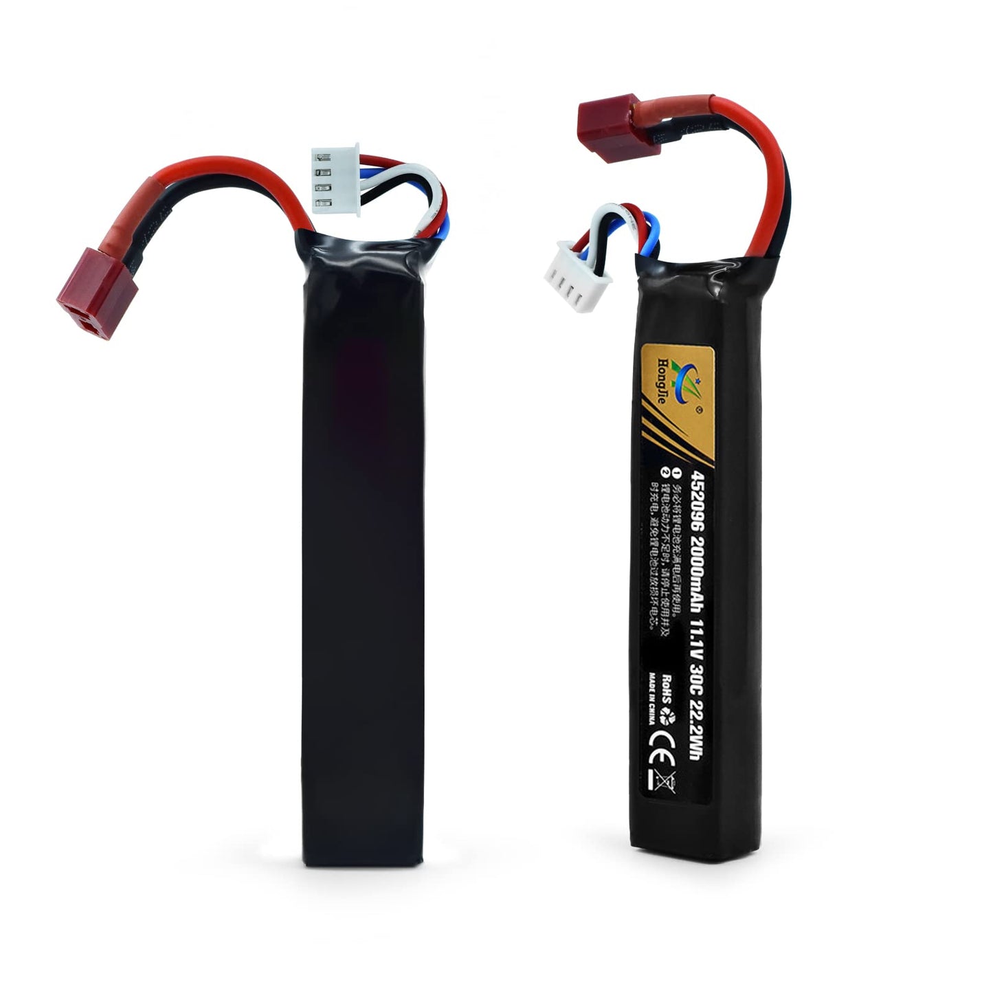 11.1V LiPo Airsoft Battery with Connector 2000mAh 30C Rechargeable Stick Batteries for Airsoft Guns Airsoft Rifle