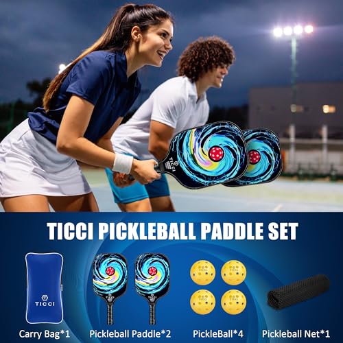Pickleball Paddles Set of 2 with 4 Balls & Carry Bag - USAPA Approved Lightweight Rackets for Beginners & Adults