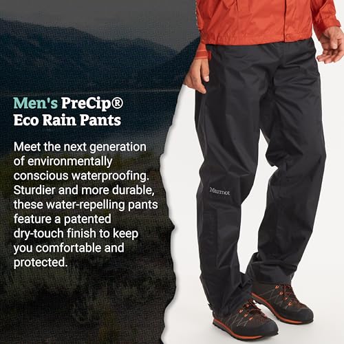MARMOT Men's Precip Eco Rain Lightweight, Waterproof, Packable Hiking Pants Made with Recycled Materials