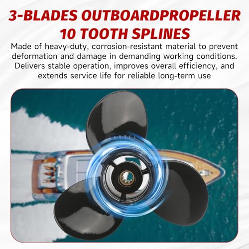 Boat Propeller for Suzuki Outboard Engines 9-1/4 x 9, Compatible with DT15 DF20 9.9HP 15HP