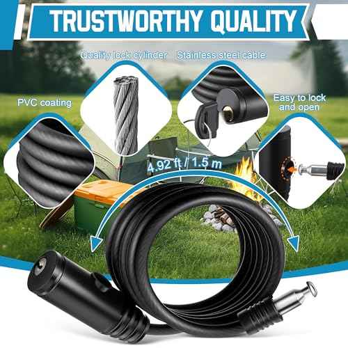 Saillong 2 Packs Cooler Lock Bracket with Security Cable Lock, Cooler Tie Down Kit, 4.92 FT Ice Chest Padlock for Secure Mid to Large Size Thermal Box to Trailer Deck Boat