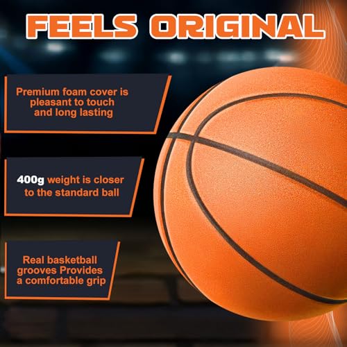 Silent Basketball Size 7 (29.5 Inch) Noiseless Indoor Training Ball - Orange A