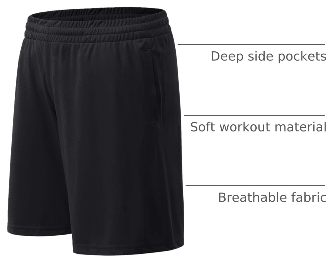 MCPORO Mens Athletic Shorts with Pockets Quick Drying Activewear for Gym Workout Black