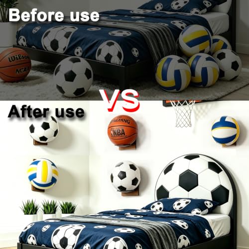 2-Pack Wall Mount Ball Holder Organizer for Basketball Soccer Volleyball Sports Gear