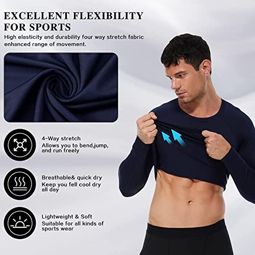 Men's Compression Long Sleeve Workout Shirt - Medium Navy, 1 Pack