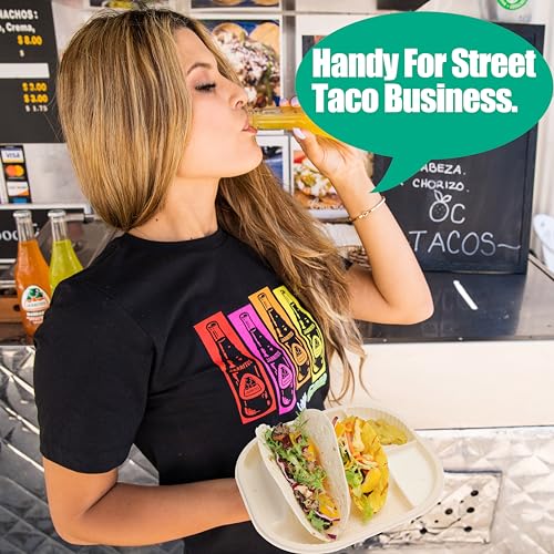 Disposable Taco Plates Set 50 Pack with 2 Slots & 2 Sides - Biodegradable Cornstarch, Microwave Safe