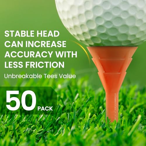 Unbreakable Golf Tees Set - 50 or 100 Mixed Color Plastic 3 1/4 Inch