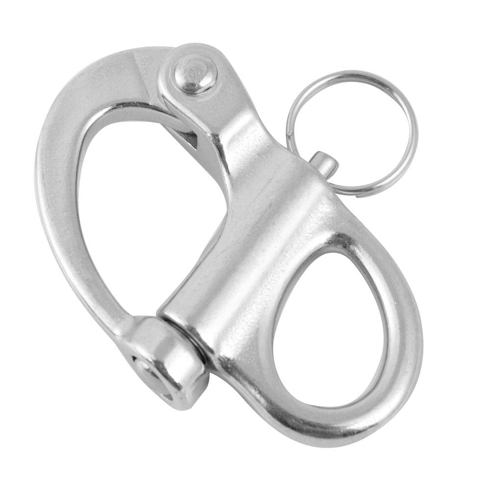 10x35mm Stainless Steel Fixed Snap Shackle, Quick Release with Round for Marine, Boat