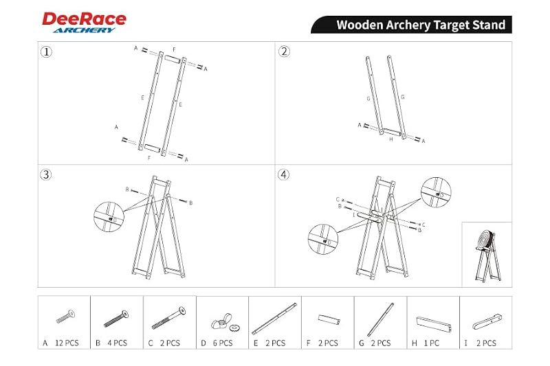 Wooden Archery Target Stand for Recurve, Longbow & Compound Bow - Adjustable & Portable