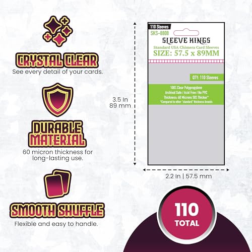Medium Size Card Sleeves 57.5 x 89 mm - Clear 60 Micron Pack of 2 for Board Games