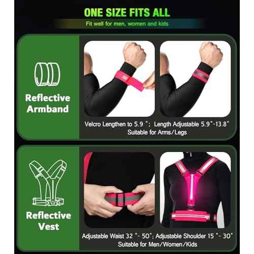 LED Reflective Vest Running Gear Set,USB Rechargeable Light Up Running Vest for Runners Night Walking with Waterproof Phone Bag,High Visibility Armband,Adjustable Waist&Shoulder for Men Women