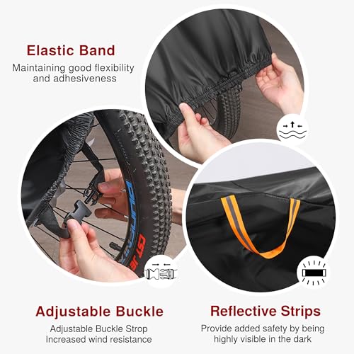 420D Waterproof Bike Cover for 1 Bike - XL Size, Windproof & UV Resistant