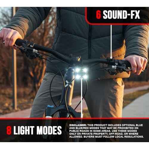 [New 2025] ZIREN 120-140dB High-Traffic Bike Horn & LED Light - Loudest Electric Horn w/Control Switch Rechargeable IPX4 Waterproof