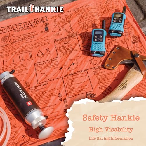 Safety Hankie Bandana For Hiking, Camping, Outdoor Survival - Neckwear/Face Mask/Handkerchief - Made in the USA 100% Cotton, Machine Washable, Orange Bandana
