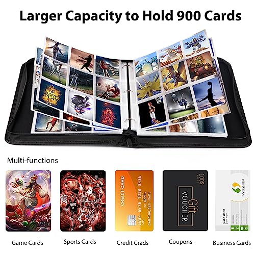 WOT I Trading Card Binder 900 Pockets Black Zipper Card Holder Organizer