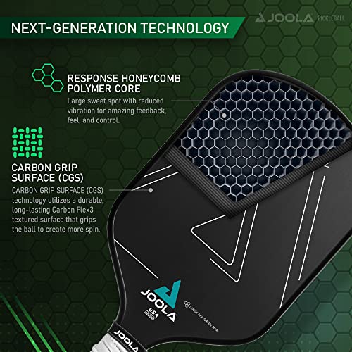 Joola Vision Pickleball Paddle with Textured Carbon Grip Surface Technology for Maximum Spin and Control with Added Power - Polypropylene Honeycomb Core Pickleball Racket 16mm