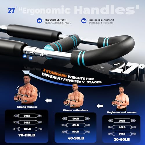 Blue Adjustable Arm & Chest Workout Trainer - 20-60lb Resistance
