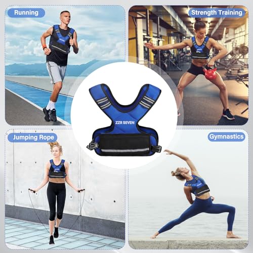 Weighted Vest for Men and Women - Adjustable 4-10lbs Fitness Running Vest Blue