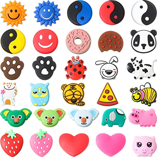 30 Pcs Cute Tennis Vibration Dampeners for Racket, Animal Fruit Cartoon Designs