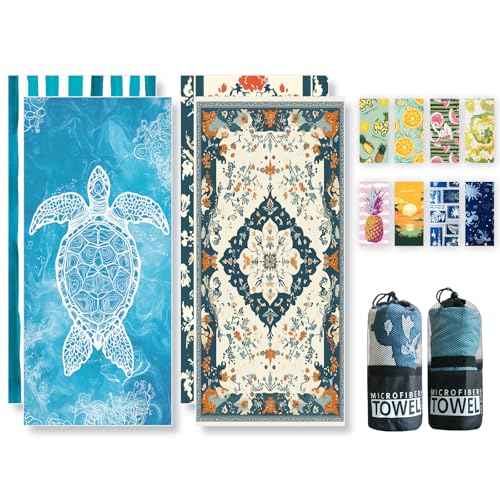 Beach Towels Oversized - 2 Pack 78'' X 35''(200 x 90 cm) Extra Large Beach Towels, 250 GSM Thicken Microfiber Sand Free Lightweight Quick Dry Beach Towel, Yoga Pool Gym Camping Travel Towel for Adults
