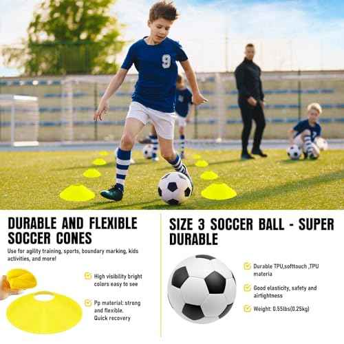 Soccer Goal, Kids Soccer Goals for Backyard Set, 2 Pack of Portable Pop Up Soccer Net with Soccer Ball, Cones, Complete Training Equipment for Youth, Toddler Outdoor Sports Games