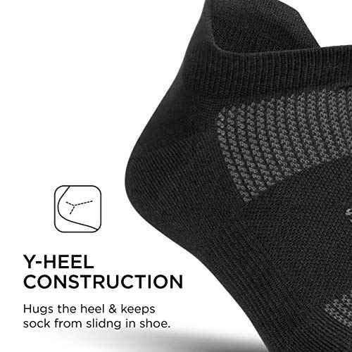 Feetures High Performance Ultra Light Ankle Sock - No Show Socks for Women & Men with Heel Tab - Black, Small - (6 Pair)