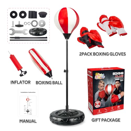 Kids Boxing Set with Adjustable Punching Bag and Gloves - 2 Pack, Ages 5-10