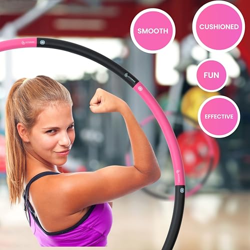 Weighted Fitness Hoop for Adults Beginners, 2lb Hula Hoop for Fun Exercise, 8 Detachable Sections